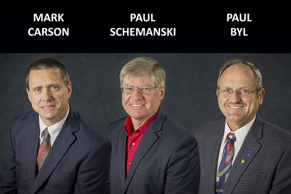 Photos of re-elected Great Lakes Energy board members Mark Carson, Paul Schemanski and Paul Byl