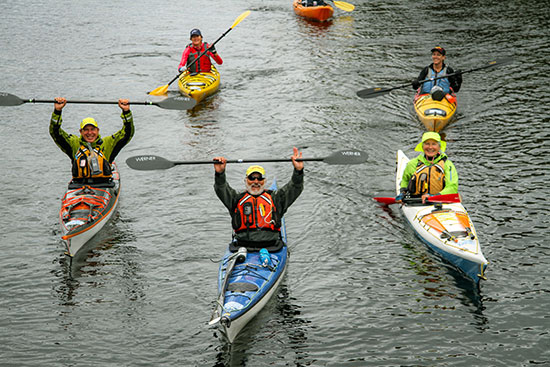 happy kayakers