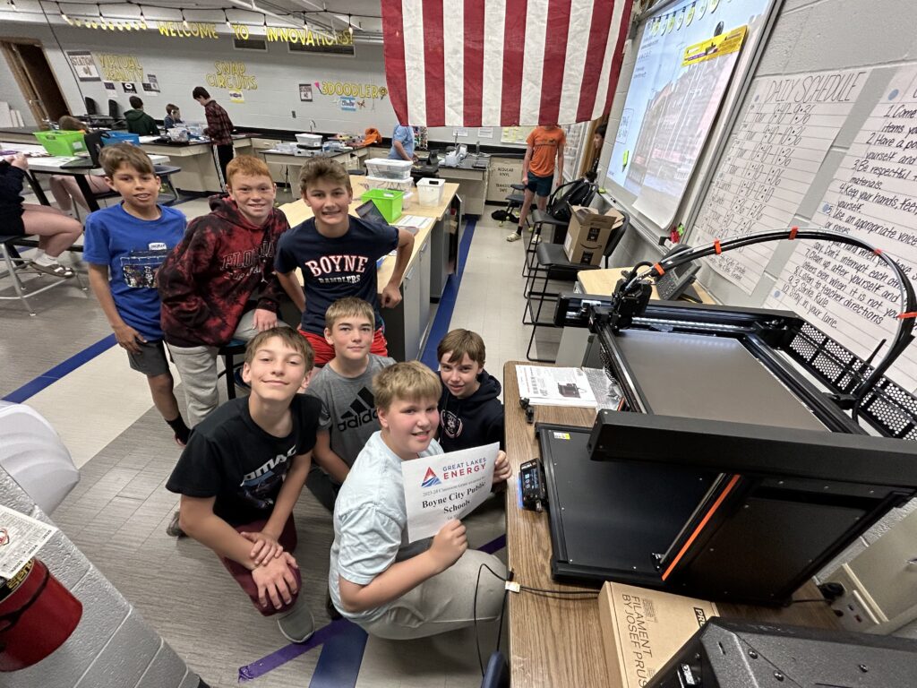 Kids at Boyne City Public Schools who benefited from a GLE Classroom Grant.