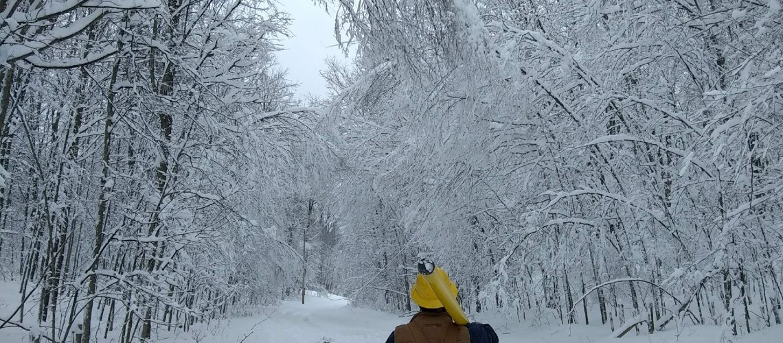 Lineman in snow and ice