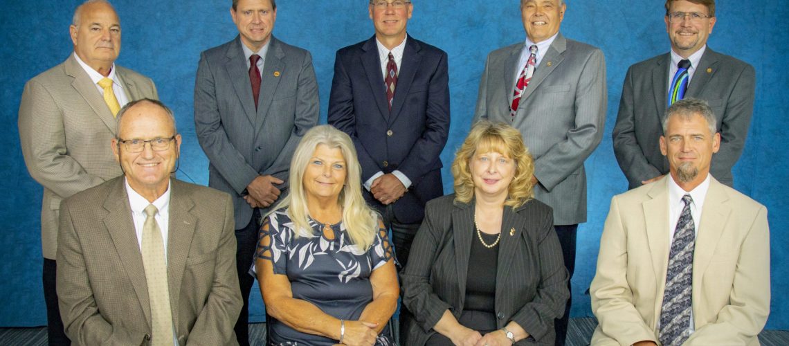 Great Lakes Energy Board of Directors - Back row from left to right: John LaForge, Mark Carson, David Coveyou, Howard Bowersox, Dale Farrier. 
Front row from left to right: Paul Byl, Shelly Pinkelman, Janet Andersen, Ric Evans