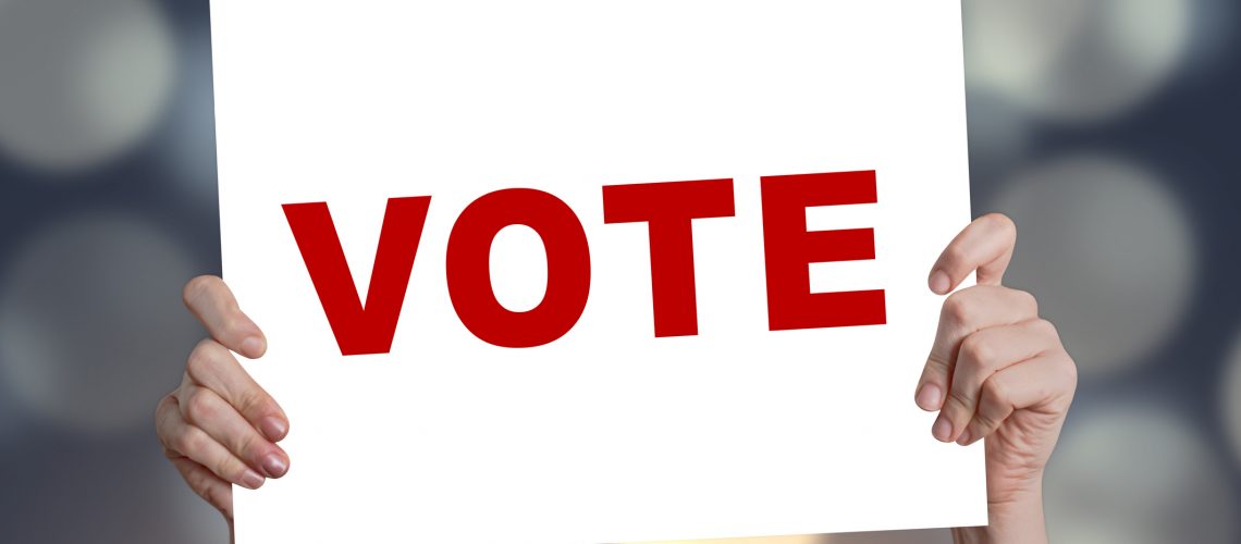 Vote card with bokeh background
