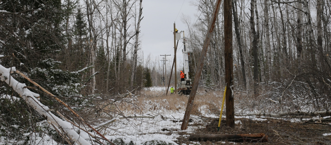 Crew members are navigating rural and remote areas to restore power across northern Michigan.
