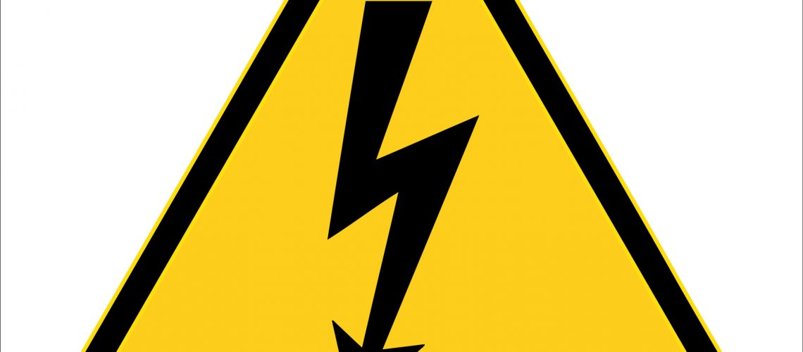 High voltage sign. warning sign, electrical hazard sign. Vector illustration. on white background