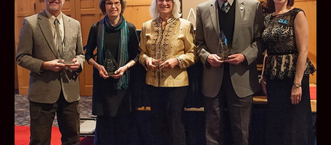 GLE CEO Bill Scott accepts Boyne Area Chamber's Sally Roselli Business Leadership Award