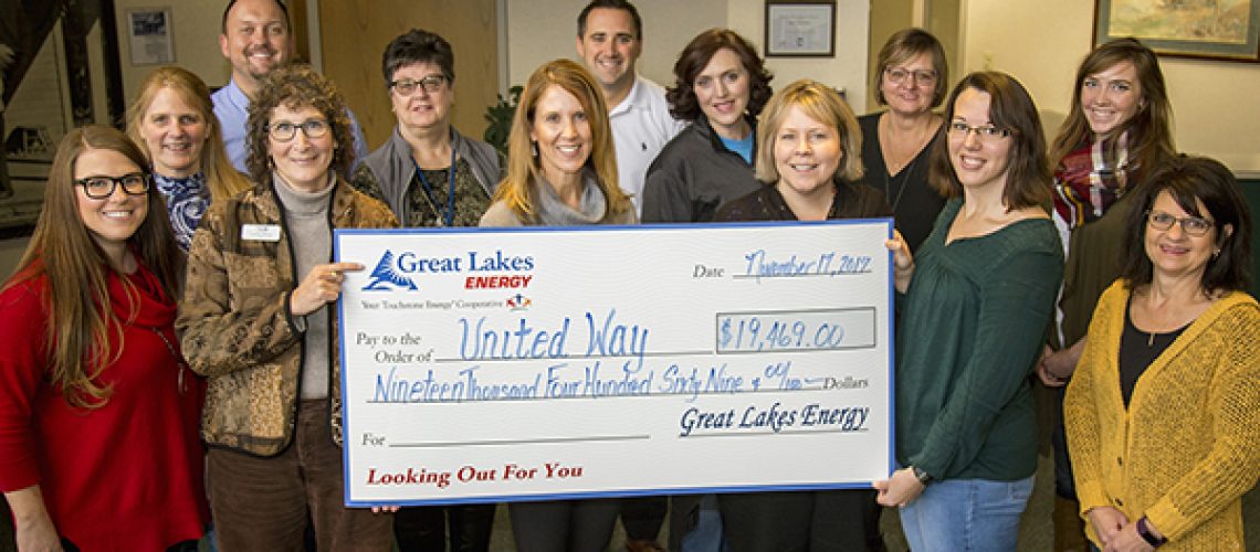 GLE employees presenting $20,000 check to United Way